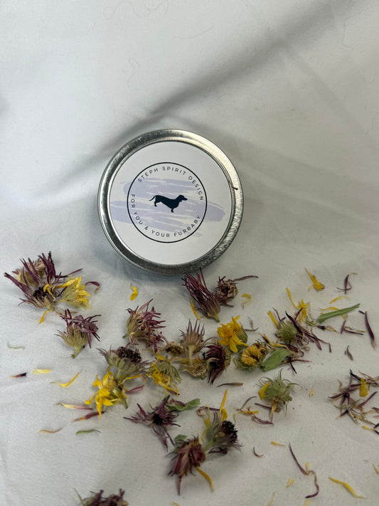 Healing Paw Wax tin closed with Steph Spirit Design label